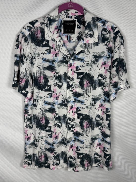 Cactus Man Ricky Singh Other - Cactus Man Ricky Singh Sz Small Abstract Brushstroke Button-Up Men’s Shirt